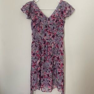 express purple/pink floral dress, size 2